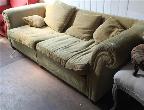 2 modern red armchairs and a large settee